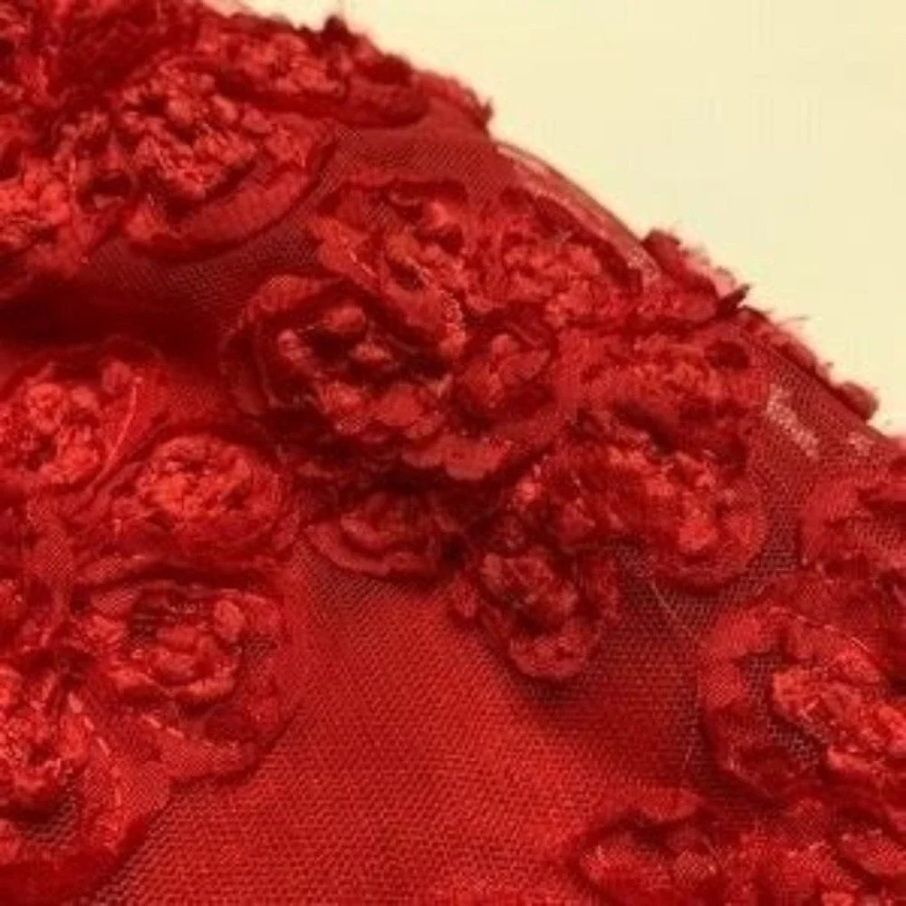 Children's Place Girls Red Floral Tulle Skirt Holiday Sparkle Elastic Waist 7/8